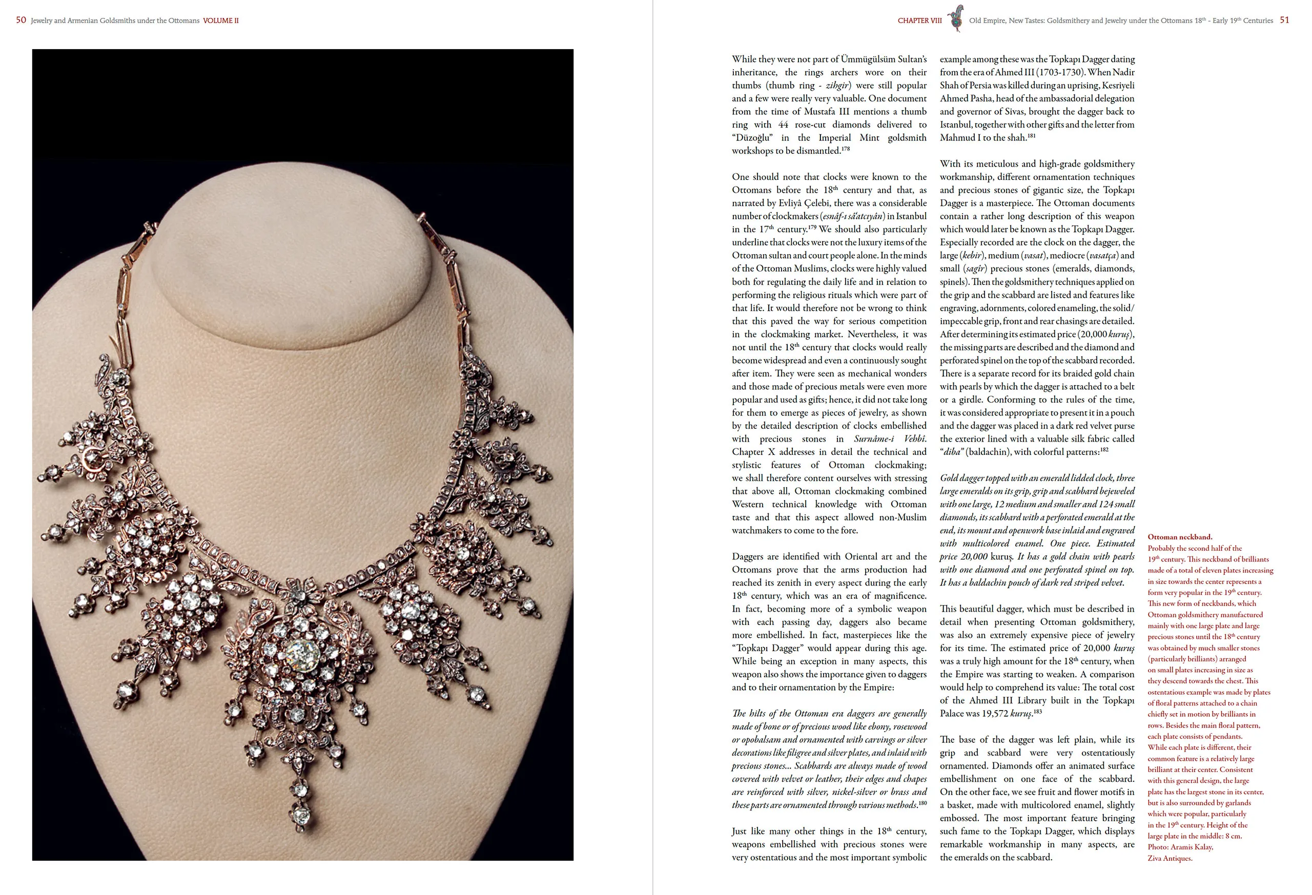 An Ottoman neckband from the second half of the 19th century, composed of eleven graduated diamond-set plates that descend towards the chest