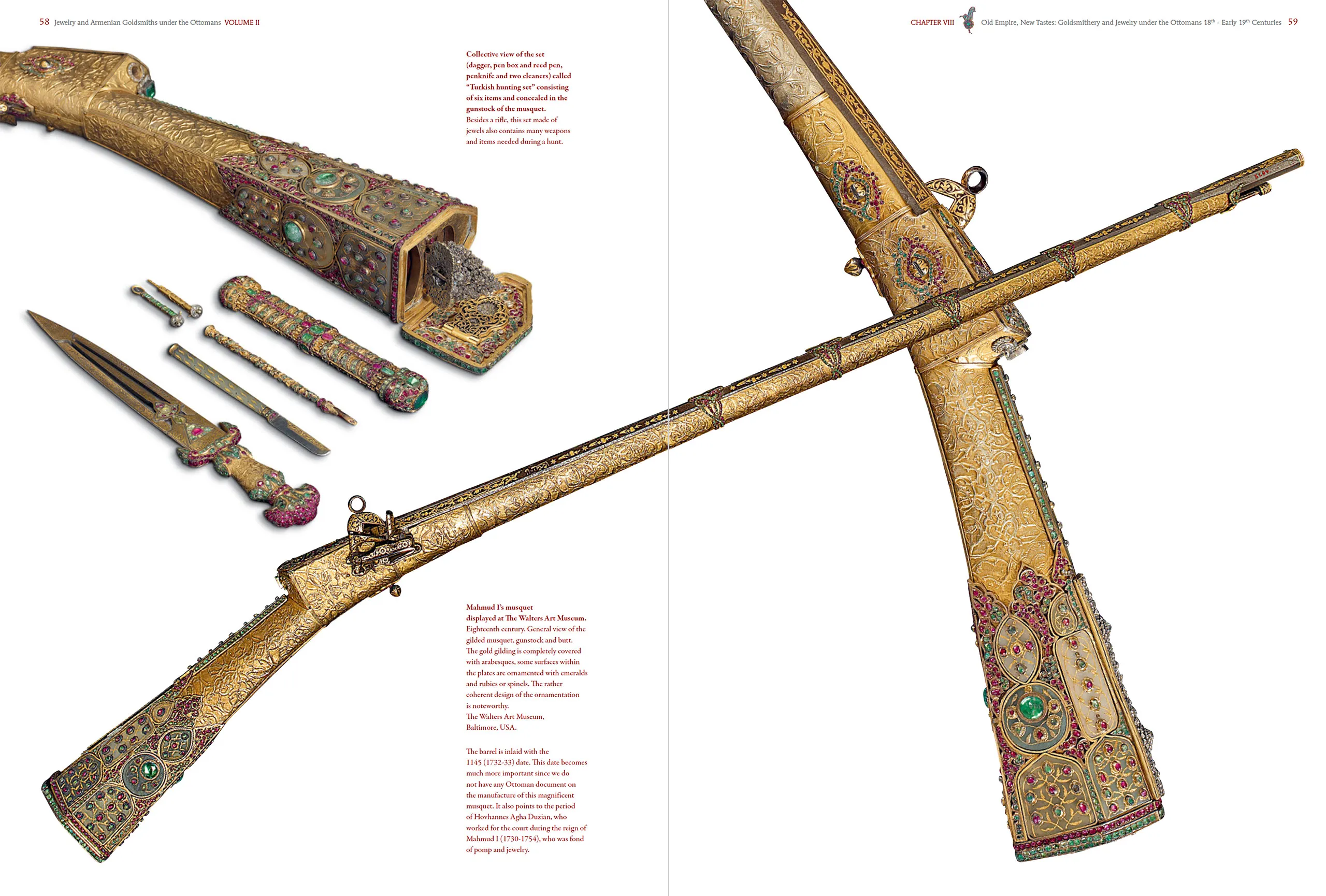 An 18th-century jewelled musket concealing a six-piece 'Turkish hunting set', where precious stones and intricate goldsmithing transform a weapon into a masterpiece of decorative art