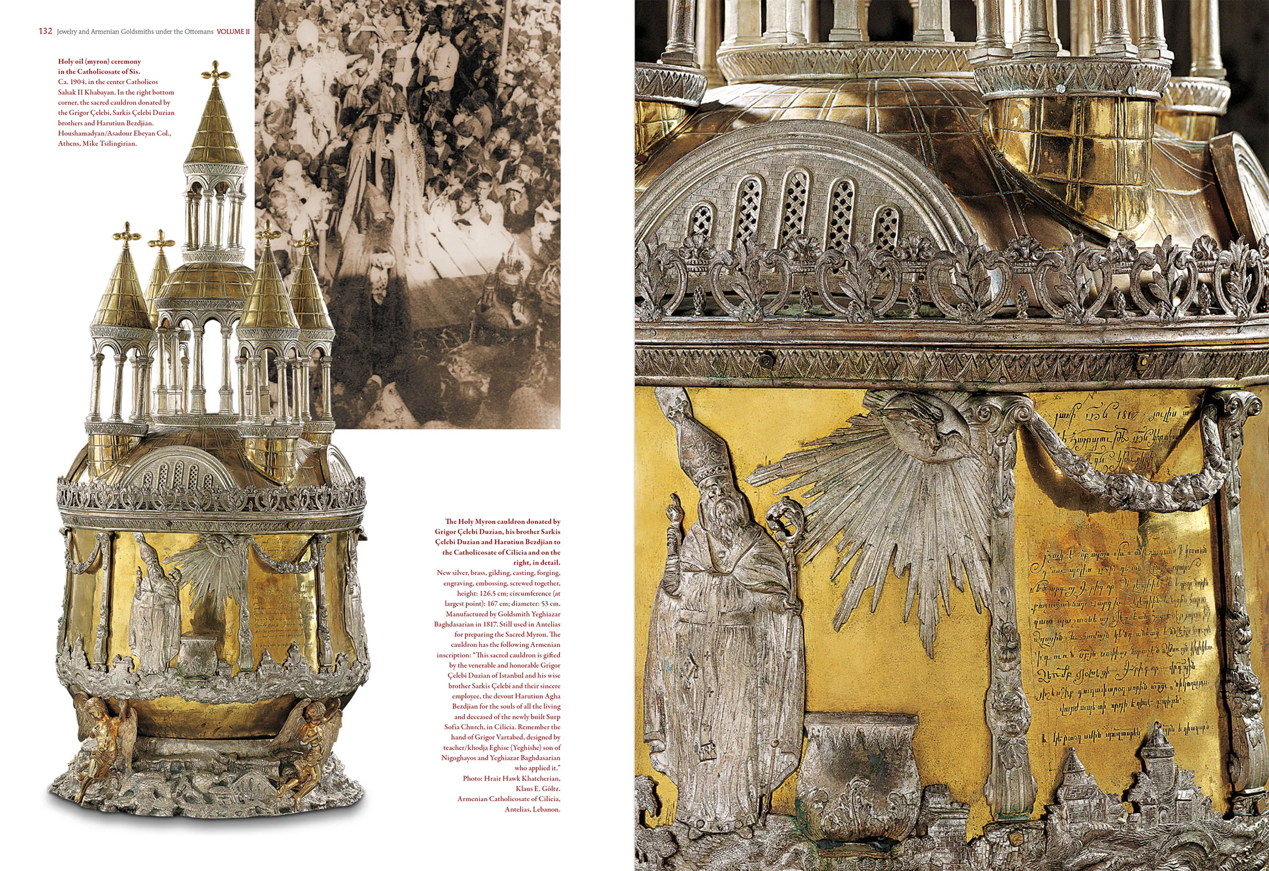 Resembling a miniature domed sanctuary, the Holy Myron cauldron demonstrates the remarkable artistry devoted to the ceremonial treasures of the Armenian Church